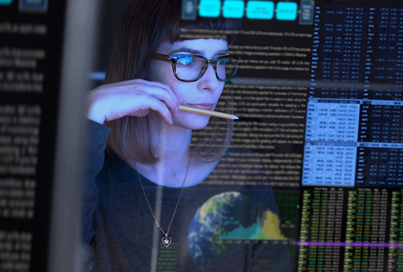 woman looking at a screen
