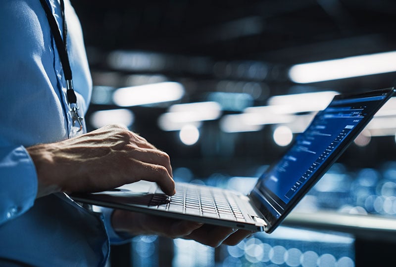 man working on a laptop