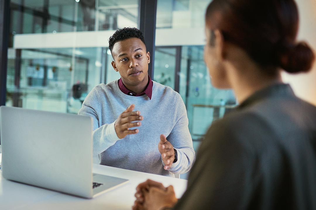 two people meeting