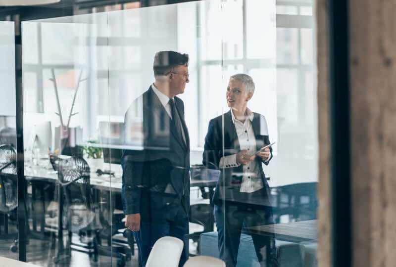 two colleagues talking