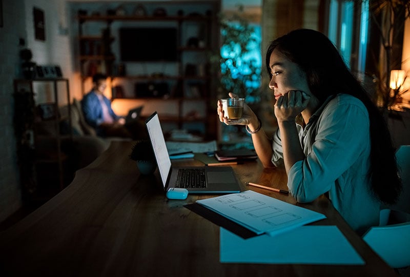 woman working at home