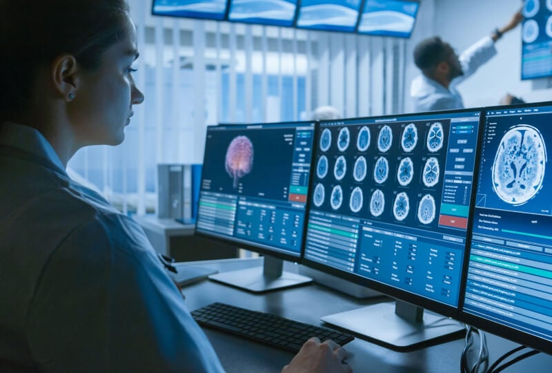 Person looking at medical images