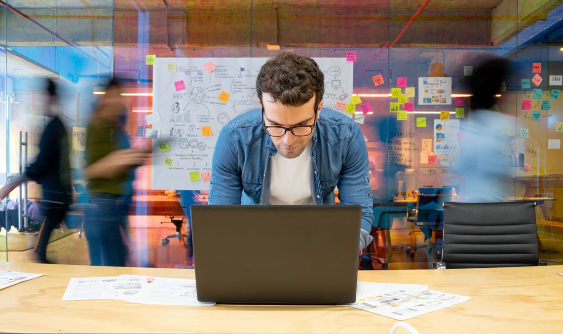man working on a laptop
