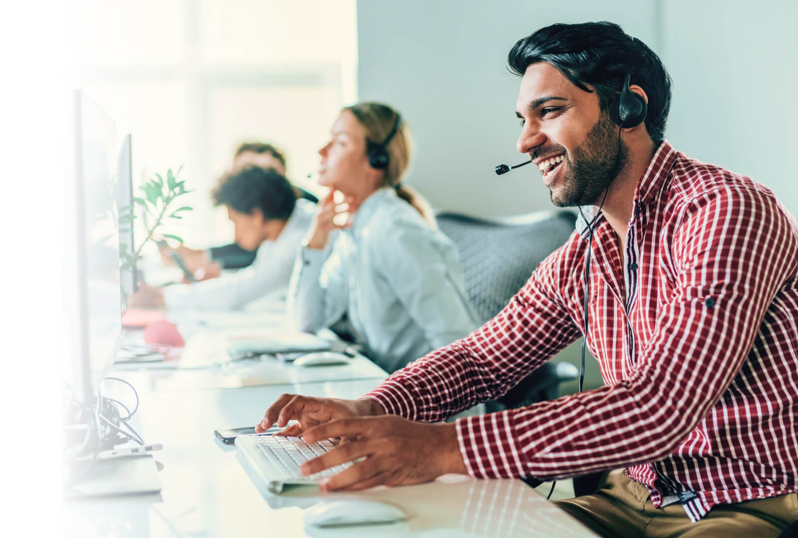 man on a headset