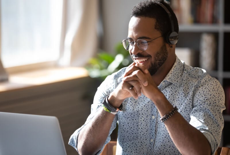 man talking into a headset