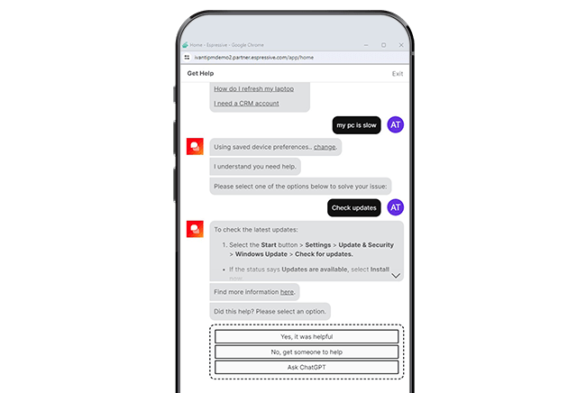 digital assistant screenshot